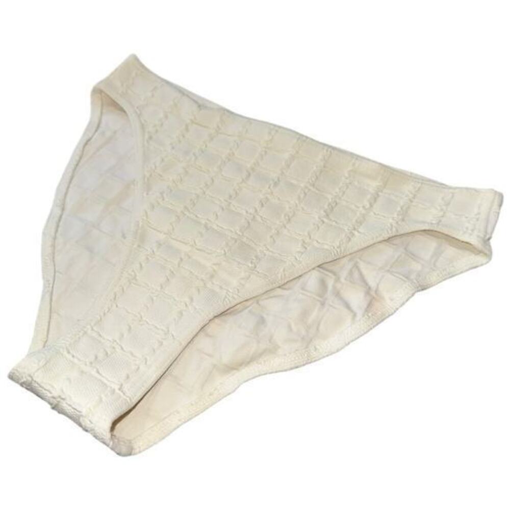 Eres Women’s 38 M Ivory Cream Textured Windowpane High Waisted Bikini Bottom - Picture 1 of 7